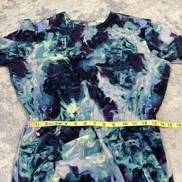 Open Edit Ruched Detail Midi Dress in Grey Blue Tie Dye Swirl Sz S - Picture 11 of 15